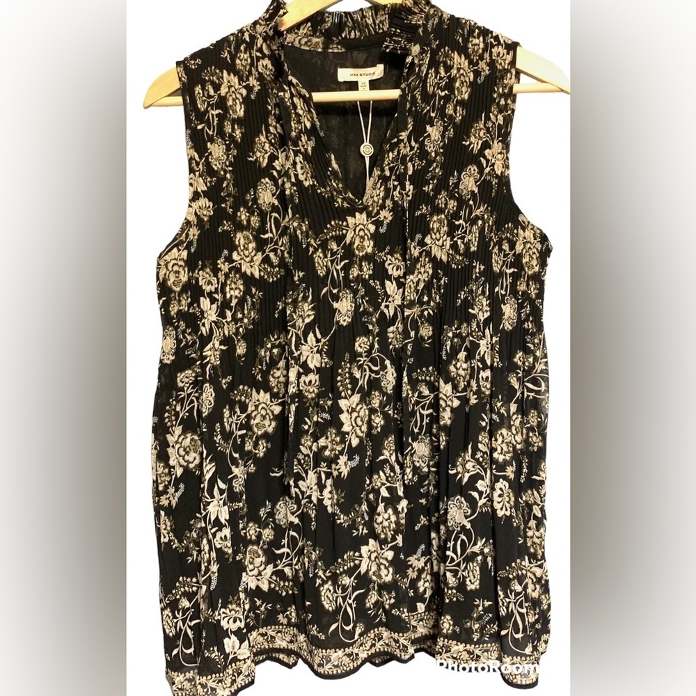 NEW MAX STUDIO BOHO FLORAL SYLE WOMENS BLOUSE SIZE XS